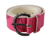 John Galliano Pink Leather Letter Logo Design Round Buckle Belt -   -  John Galliano.